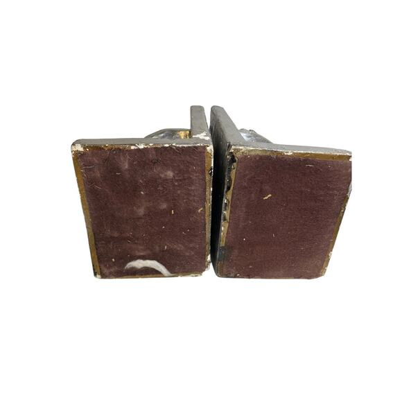 1960 Distressed Pair of Bookends Silver Bust of Washington Plaster Creepy - Picture 10 of 10